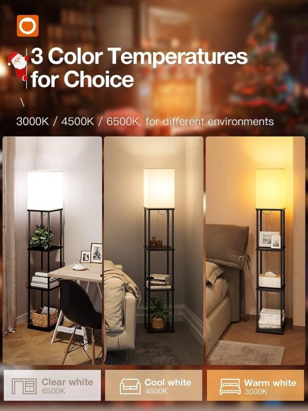 71F1M-f6mTL._AC_SL1500.jpg Floor Lamp with Shelves, 4-Tier Modern Shelf Floor Lamp with 3CCT LED Bulb, Display Lamp for Living Room, Bedroom and Office - Black