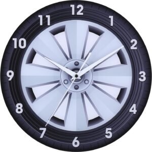 12 Inch Metal Wall Clock with Circular Saw Blade Dial, Handsaw and Hammer Pointer,Great Decor for Garage,Workshop and Man Cave