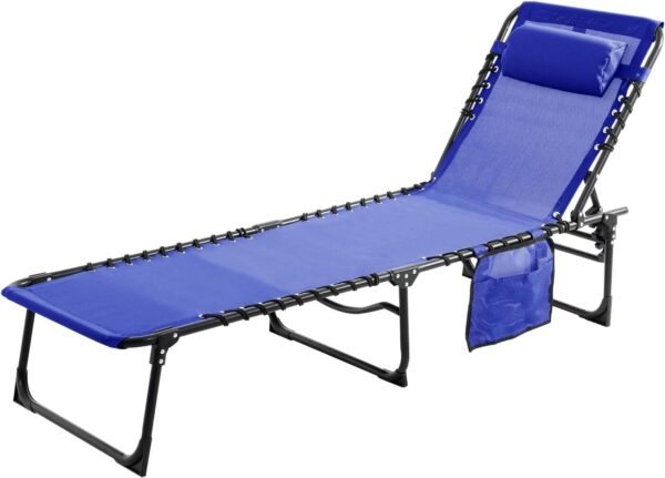 71G7NR_-LZL._AC_SL1500.jpg Outdoor Foldable Chaise Lounge Chair with Detachable Pillow & Pocket, Portable Tanning Chair with 4 Position Adjustable Back, Patio, Beach and Pool, Grey