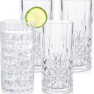 Shatterproof Tritan Plastic Tall Tumbler, Set of 4, 18oz - Myrtle Beach Drinking Glasses - Unbreakable Drinking Glasses for Parties - BPA Free - Teal