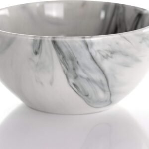 Fine Round Gloss Dinnerware Dish Set, 16 Piece, Black and White Marble