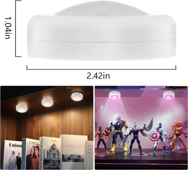 12 Pack LED Puck Lights Remote Control 16 Color Changeable Under Cabinet Lights, Battery Operated Lights Night Light with Dimmer & Timmer for Closet Bedroom Kitchen, White