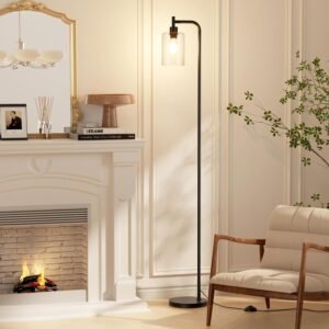 71HctTp4nCL._AC_SL1500.jpg Industrial Floor Lamp with Glass Shade - Black, LED Bulbs, Foot Pedal Switch, Easy Assembly