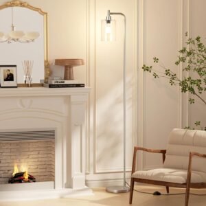 71ISJXDEJmL._AC_SL1500.jpg Industrial Floor Lamp with Glass Shade - Black, LED Bulbs, Foot Pedal Switch, Easy Assembly