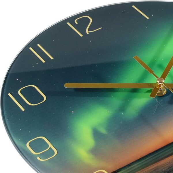71In06o3pgL._AC_SL1500.jpg 12 Inch Modern Wall Clock, Aesthetic Black and Gold Bathroom Decor Accessories, Silent Battery Operated Decorative Aurora Clocks for Living Room/Kitchen/Office/Bedroom (Glass)