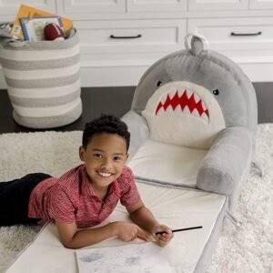 Soft Landing Elite Premium Character Sofa Seat & Transformable Fold-Out Lounger with Carrying Handle – Leopard