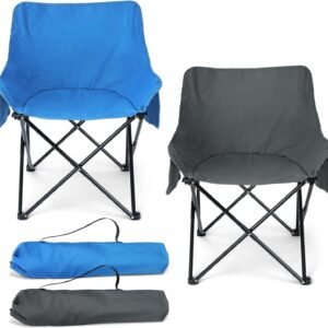 71JkoTIk20L._AC_SL1500.jpg Camping Chair for Adults, Compact Folding Portable Chairs Set with Side Pockets for Outdoors Fishing, Hiking, Backpacking, Picnic, Beach, Travel, Supports to 250lbs, & Storage Bags (Black)