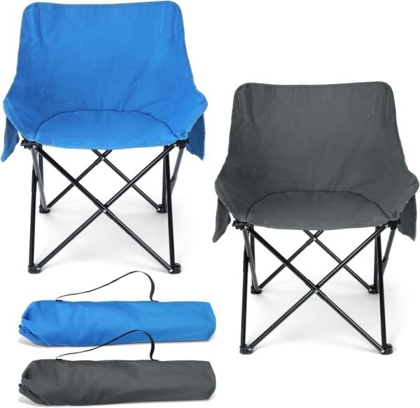 71JkoTIk20L._AC_SL1500.jpg Camping Chair for Adults, Compact Folding Portable Chairs Set with Side Pockets for Outdoors Fishing, Hiking, Backpacking, Picnic, Beach, Travel, Supports to 250lbs, & Storage Bags (Black)