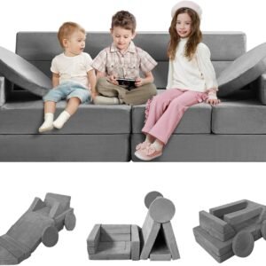 Out Kids Sofa, Glow-in-The-Dark Kids Couch Chair, 2-in-1 Children Convertible Sofa to Lounger, Extra Soft Flip-Out Toddler Couch for Siting and Sleeping, for Bedroom and Playroom