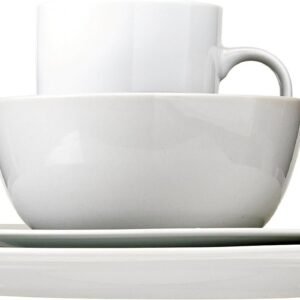 16-Piece Porcelain Kitchen Dinnerware Set with Plates, Bowls and Mugs, Service for 4 - White
