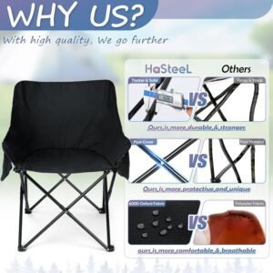 71MEz-_LnVL._AC_SL1500.jpg Camping Chair for Adults, Compact Folding Portable Chairs Set with Side Pockets for Outdoors Fishing, Hiking, Backpacking, Picnic, Beach, Travel, Supports to 250lbs, & Storage Bags (Black)