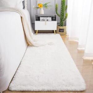 Soft Runner Rugs for Bedroom Living Room Plush Fluffy Rug 2x6 Feet, Shag Furry Area Rug Carpet Non Shedding for Nursery Children Kids Girls Room Home Decorative, Grey