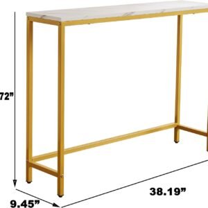 71NG9S2W69L._AC_SL1500.jpg Console Table for Entryway, Faux Marble MDF Sofa Table with Golden Frame (Single Layer, White Marble)