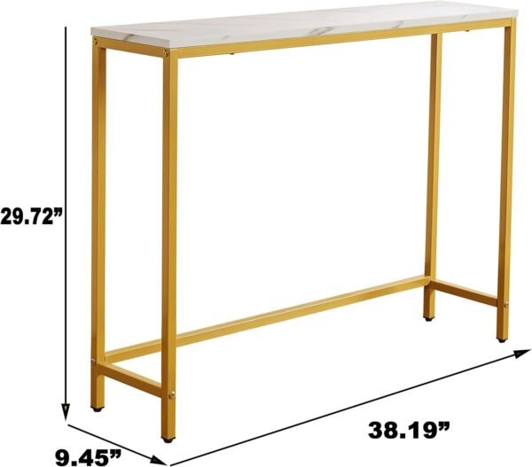 71NG9S2W69L._AC_SL1500.jpg Console Table for Entryway, Faux Marble MDF Sofa Table with Golden Frame (Single Layer, White Marble)