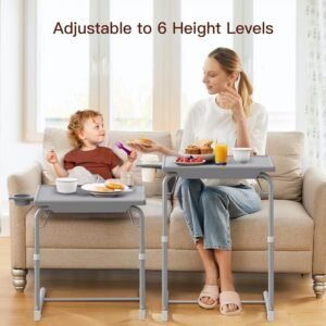 71NiSHt6oRL._AC_SL1500.jpg Adjustable TV Tray Table - TV Dinner Tray on Bed & Sofa, Comfortable Folding Table with 6 Height & 3 Tilt Angle Adjustments (Gray)