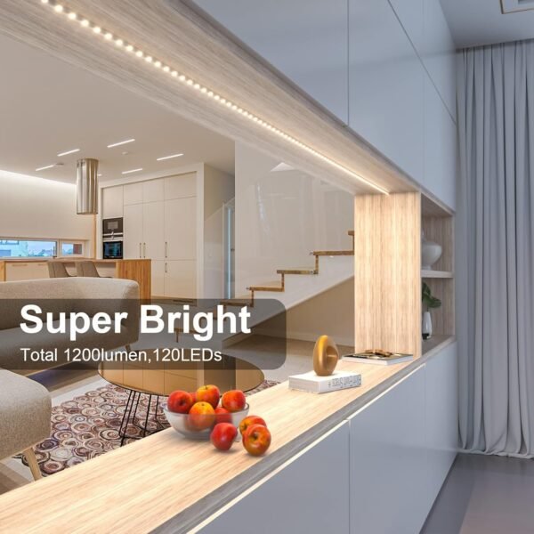 71OUU_x7M9L._AC_SL1500.jpg LED Cabinet Lights, 4 PCS 20inch LED Strip Lights Kit, Under Counter Lighting for Kitchen, Under Desk, Shelf, Display Case,Furniture, 120 LEDs, 1200 Lumen, 4000K Natural White