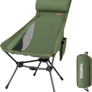 71P9f7Lx11L._AC_SL1500.jpg High Back Camping Chair, Lightweight Camping Chair with Headrest, Stable Portable Folding Chair for Outdoor Camp, Hiking, Backpacking(Black)
