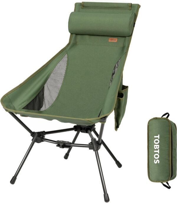 71P9f7Lx11L._AC_SL1500.jpg High Back Camping Chair, Lightweight Camping Chair with Headrest, Stable Portable Folding Chair for Outdoor Camp, Hiking, Backpacking(Black)