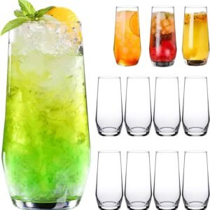 18oz Drinking Glasses, Highball Glasses Set of 12,Sutiable for Glasses for Wine, Iced Tea Glasses,Mojito Kit,Cocktails, Drinks, Office, Parties, Weddings and Gifts