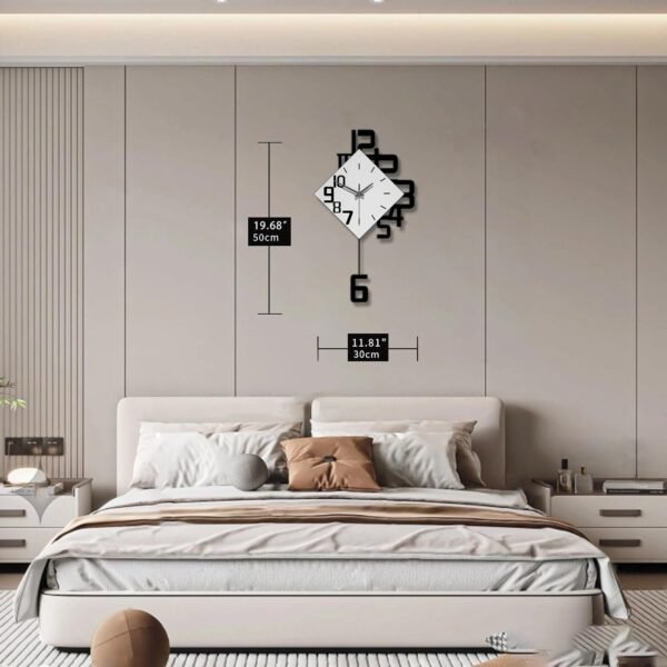 Decorative Wall Clock for Living Room Decor Large Modern Wall Clocks with Pendulum Battery Operated for Bedroom Office Kitchen Home Black Wood Silent Wall Clock Non Ticking 11.8 * 19.7"