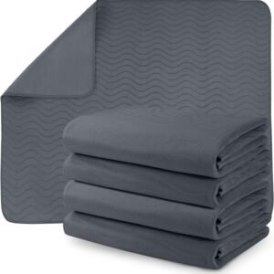 Waterproof Incontinence Bed Pads 34 x 52 Inches (Pack of 4, Blue), Washable and Reusable Underpads for Adults, Elderly and Pets, Absorbent Protective Pads