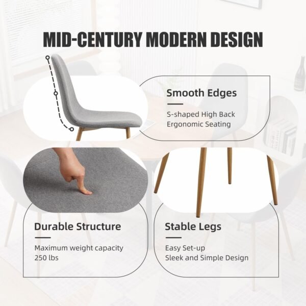 71QfpvWIp5L._AC_SL1500.jpg Dining Chairs Set of 4,Modern Upholstered Dining Room Chairs, Kitchen Chairs with Metal Legs, Comfortable Kitchen Chairs for Dining Room Kitchen Bedroom Cafe Bistro Restaurant,Grey
