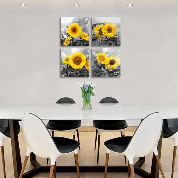 71QgG-AXaGL._AC_SL1500.jpg Wall Art Decor - 4 Panels Sunflower Canvas Wall Art Giclee Modern Home Decoration Watercolor Poster Canvas Picture for Living Room Ready to Hang