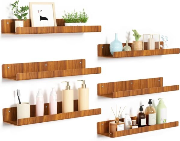 71Qlq-6lFQL._AC_SL1500.jpg 4 Pack Acrylic Shelves for Wall Storage, 15" Floating Bookshelves for Kids, Display Shelf Organizer for Bathroom, Bedroom, Living Room, Kitchen, Room Decor, Clear