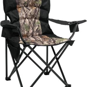 Portable Camping Chair Folding Quad Outdoor Lawn Chairs Cooling Mesh Back, Adjustable Arm Height, 2 Cup Holder, Side Pocket for Concert, Carry Bag for Sports Support 300lbs(Blue Mesh)