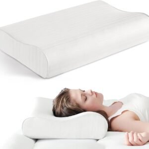 Breescape Cervical Neck Pillow for Pain Relief - Contour Memory Foam Pillows for Sleeping, Odorless Ergonomic Pillow Adjustable Orthopedic Neck Support Pillow for Side, Back & Stomach Sleeper