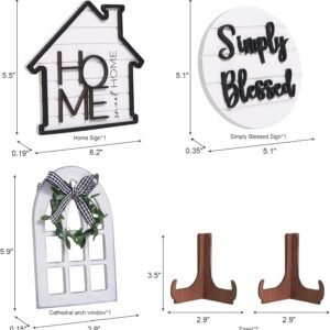 Set of 8 Farmhouse Tiered Tray Decor with 1 Artificial Succulent Plant & 1 Artificial Plant for Rustic Home Sweet Home Kitchen Decor Tier Tray Decor Set