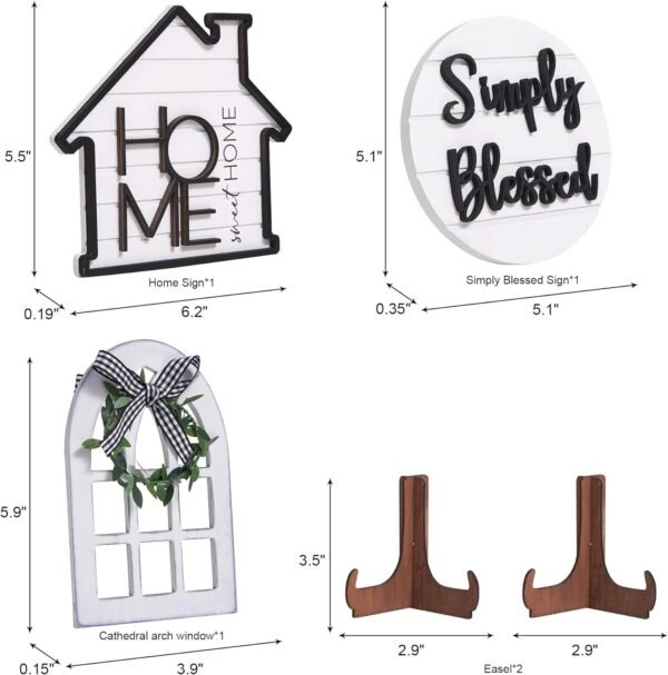 Set of 8 Farmhouse Tiered Tray Decor with 1 Artificial Succulent Plant & 1 Artificial Plant for Rustic Home Sweet Home Kitchen Decor Tier Tray Decor Set