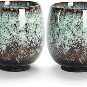 Ceramic Teacup, Kung Fu Tea Set, Coffee cup，Yerba Mate Set - Ceramic Mate CupSet of 4 (green)