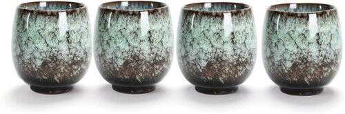 Ceramic Teacup, Kung Fu Tea Set, Coffee cup，Yerba Mate Set - Ceramic Mate CupSet of 4 (green)