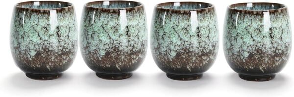 Ceramic Teacup, Kung Fu Tea Set, Coffee cup，Yerba Mate Set - Ceramic Mate CupSet of 4 (green)