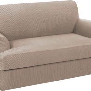 H.VERSAILTEX High Stretch Jacquard 2 Pieces Sofa Cover Couch Cover Furniture Sofa Slip Covers for Living Room, Polyester Spandex Jacquard Fabric Suit for T Cushion/Box Cushion (Sofa 72"-88", Navy)