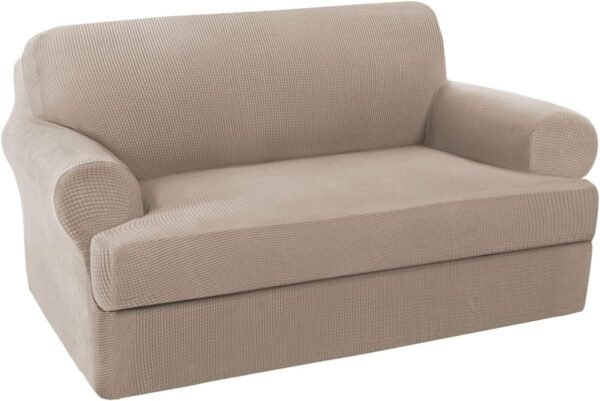 H.VERSAILTEX High Stretch Jacquard 2 Pieces Sofa Cover Couch Cover Furniture Sofa Slip Covers for Living Room, Polyester Spandex Jacquard Fabric Suit for T Cushion/Box Cushion (Sofa 72"-88", Navy)