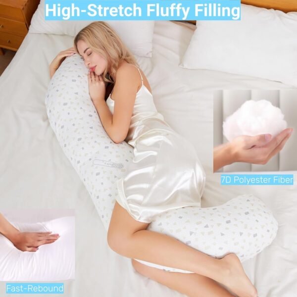 71Rvy0EOMVL._AC_SL1500.jpg Full Body Pillow for Side Sleeper,60"*22"*11" Swan Body Pillow with Skin-Friendly Pillowcase,Ergonomic Pregnancy Body Pillow for Head,Belly,Back,Legs and HIPS Relief