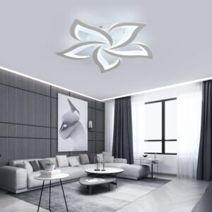 Dimmable Ceiling Light, White 5-Petals Flower Design Flush Mount Ceiling Lights Fixture, 3000K-6500K LED Acrylic with APP/Remote Control for Bedroom, Dining Room, Living Room, Kitchen