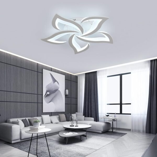 Dimmable Ceiling Light, White 5-Petals Flower Design Flush Mount Ceiling Lights Fixture, 3000K-6500K LED Acrylic with APP/Remote Control for Bedroom, Dining Room, Living Room, Kitchen