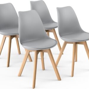 Mid-Century Modern Lounge Chair Set of 2 - High Back Rest, Soft Padded Seats & Solid Wood Legs - Dining, Living Room, Kitchen - DSW Shell Tulip Chair - White