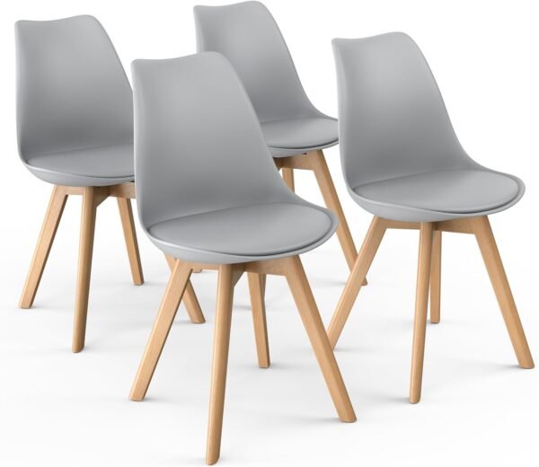 Mid-Century Modern Lounge Chair Set of 2 - High Back Rest, Soft Padded Seats & Solid Wood Legs - Dining, Living Room, Kitchen - DSW Shell Tulip Chair - White