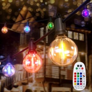 71SqCqbvaxL._AC_SL1500.jpg Outdoor String Lights 60 Feet G40 Globe Patio Lights with 32 Edison Shatterproof Bulbs(2 Spare), Waterproof Connectable Hanging Christmas Lights for Backyard Porch Balcony Party Xmas Decor