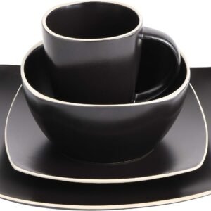 Dinnerware Set, Service for 4 (16pcs), Matte Black