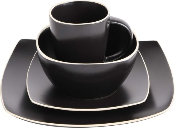 Dinnerware Set, Service for 4 (16pcs), Matte Black