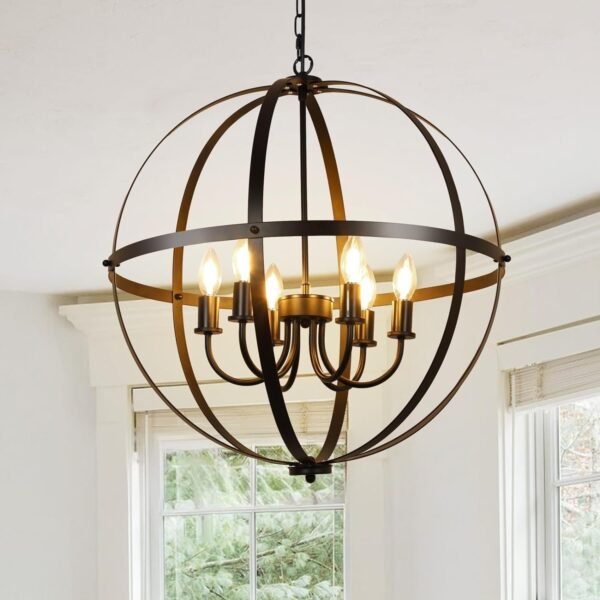 71UL-puhOBL._AC_SL1500.jpg Vintage Pendant Hanging Light Fixtures, Flush Mount Ceiling Chandelier Lamp with Metal Spherical Shade for Kitchen, Dining Room, Living Room, Hallway, Entryway 3-Light, E12 Base-Matte Black