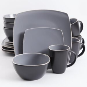 Dinnerware Set, Service for 4 (16pcs), Matte Black