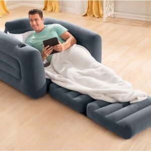 Intex 66551EP Inflatable Pull-Out Sofa Chair Sleeper That Works as a Air Bed Mattress, Twin Sized