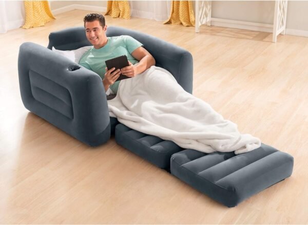 Intex 66551EP Inflatable Pull-Out Sofa Chair Sleeper That Works as a Air Bed Mattress, Twin Sized