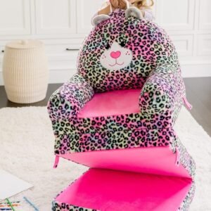 Soft Landing Elite Premium Character Sofa Seat & Transformable Fold-Out Lounger with Carrying Handle – Leopard